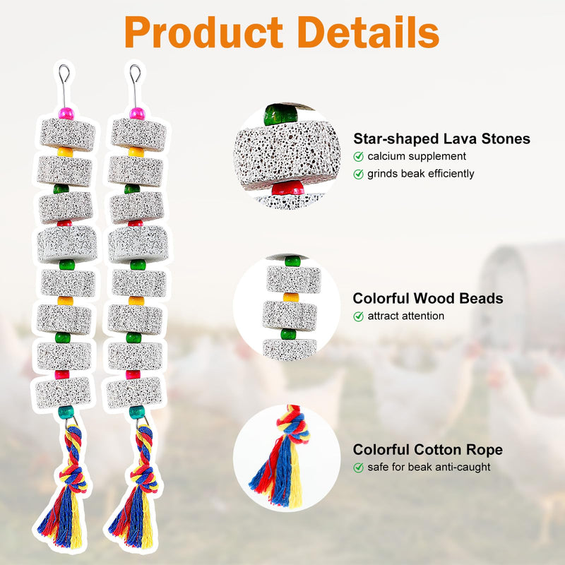 2 Pack Chicken Toys for Coop - Chicken Pecking Toy with Calcium Volcanic Stone, Chickens Enrichment Toys with Bells, Chickens Coop Accessory for Birds, Parrot, Rodents & Small Pets - PawsPlanet Australia