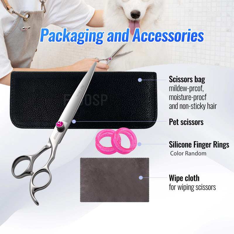 Straight Dog Grooming Scissors 7.0'' Professional Dog Hair Shears Pet Cat Japan 440C Grooming Scissors for Small Dogs Super Sharp (7.0'',Straight) Straight Shears 7.0 inch Purple Diamond - PawsPlanet Australia