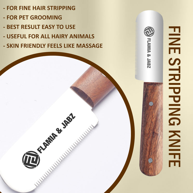 Professional Stripping Knife, Right handed, 3 inch blade (Stainless Steel) (3 Piece Pack, Rosewood) 3 Piece Pack Natural wood - PawsPlanet Australia