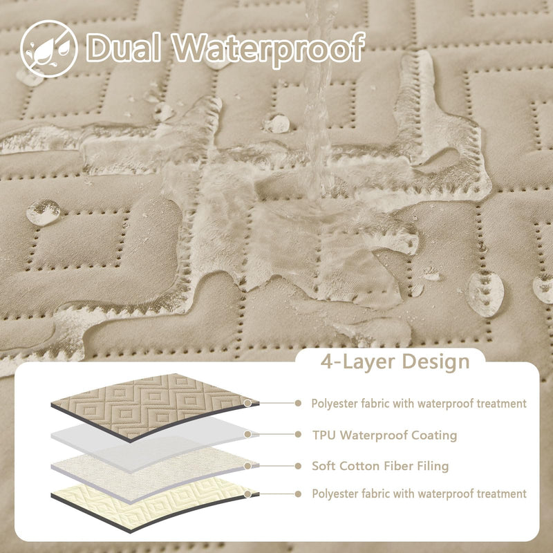 hyha Waterproof Dog Bed Blanket, Soft Pet Blankets 30x70 Inch and 68x82 Inch in Taupe/Beige, 2 Item Bundle - PawsPlanet Australia