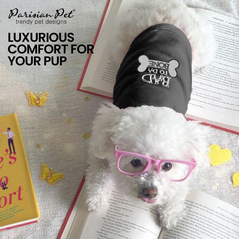 Parisian Pet Dog T-Shirt - Embroidered Bad to Da Bone Dog Clothes - 100% Cotton, Sleeveless Pet Vest - Machine Washable Shirt for Large Dogs 2XL - PawsPlanet Australia