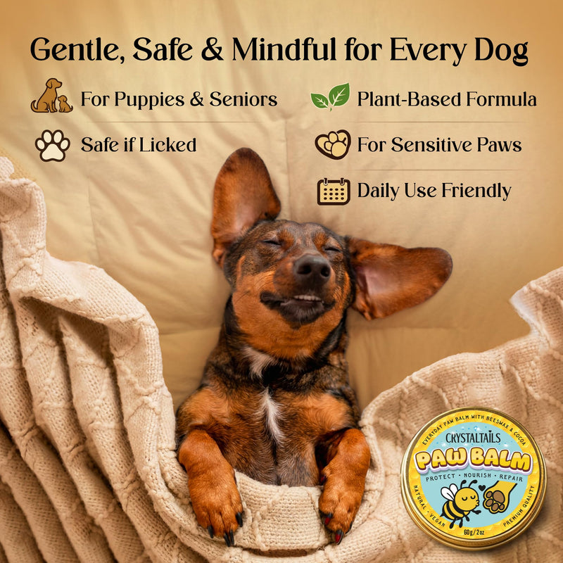 Dog Paw Balm for Dogs – Lick Safe Paw & Nose Balm for Dry, Cracked Paws, Non-Toxic Daily Paw Care, with Beeswax & Cocoa Butter (2oz) (60g)