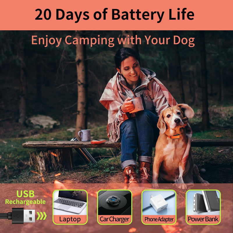 PaiPaitek Vibrating Dog Collar No Shock, 3300ft Waterproof Vibration Collar for 2 Dogs, No Shock Dog Training Collar with Remote for 5-120 lbs All Breeds, Safe and Humane PD523V-2 Orange - PawsPlanet Australia