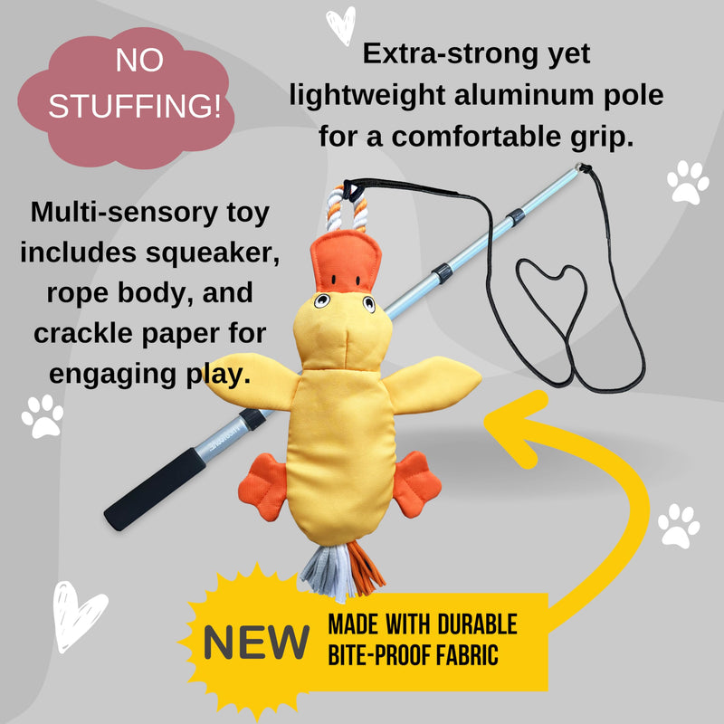 Flirt Pole for Dogs Heavy Duty - Multi-Sensory Tough Chase Toy for Medium & Large Breeds – Extra Strong 39" Dog Teaser Wand for Backyard Play, Training and Interactive Fun (Duck) Duck - PawsPlanet Australia