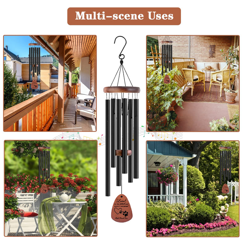 Pet Memorial Gifts, 28" Pet Memorial Wind Chimes, Dog Memorial Gifts, Pet Loss Gifts, Loss of Pet Sympathy Gift, Pet Remembrance Gift in Memory of Dog Cat Wood-black - PawsPlanet Australia