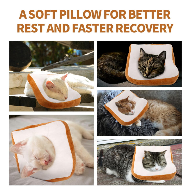 Bread Cat Cone Collar, Soft Adjustable Donut Cat Recovery Collar Lightweight Pet Kitten Cones to Stop Licking Wound Protective Dog Neck Accessories (M) M