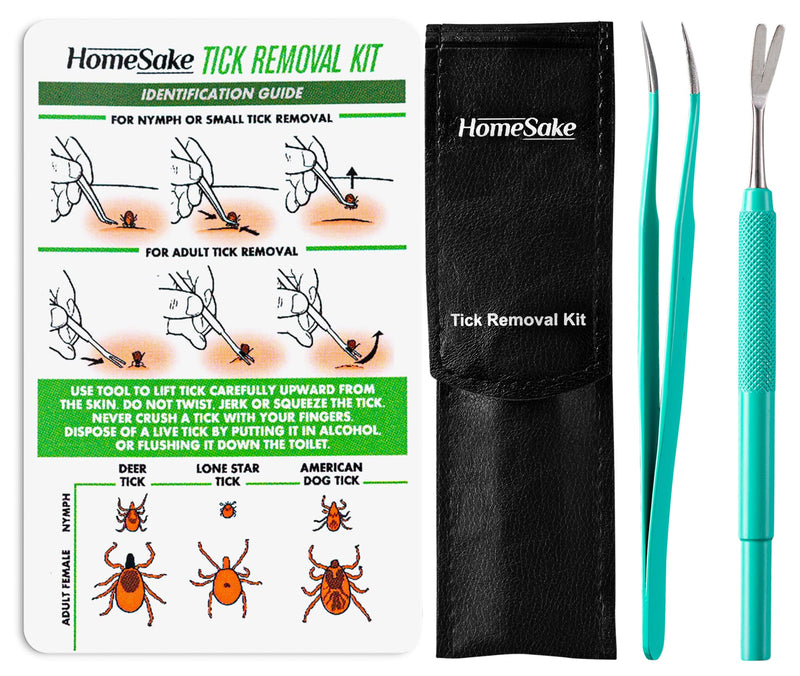 Tick Remover Tool and Tweezer Set for Humans - Pets, Stainless Steel Cat and Dog Tick Removal Kit with Storage Pouch, Safe Tic Control Puller for Complete Removal of Big and Small Ticks 1 Pack - PawsPlanet Australia