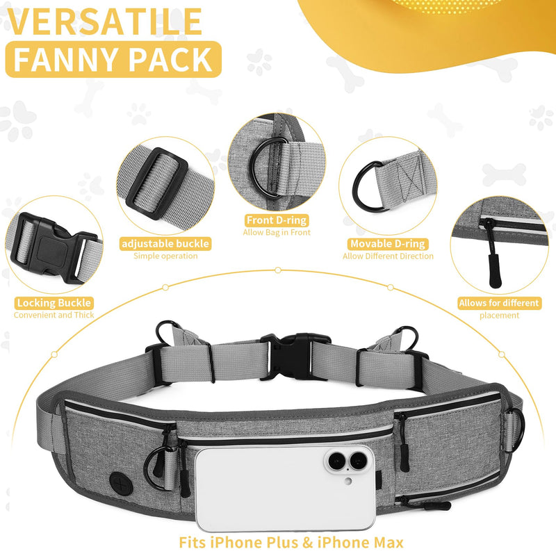 Tails & Tales Hands Free Dog Leash with Waist Pouch, Lumbar Support Upgraded, Bungee Reflective Leash, Adjustable Belt 25-55", Walking Running Hiking Training for Dogs Up to 125lbs (Black, Two Dogs) Black - PawsPlanet Australia