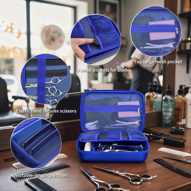 Barber Case for Hair Clippers Cutting Supplies, Trimmer Accessories Organizer for Wahl/for Ufree/for Andis Men Women Razor Grooming Kits, for Oneisal Dog Shaver- Travel Bag Only (Blue) Blue