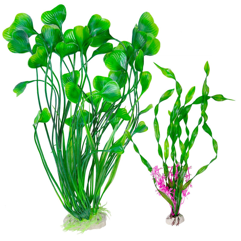 Hamiledyi Aquarium Plastic Plants Tall Fish Tank Decorations, Fish Tank Plants Artificial Green Water Plants Grass Cluster Aquarium Décor Soft Plastic Fake Aquarium Artificial Plants 2PCS