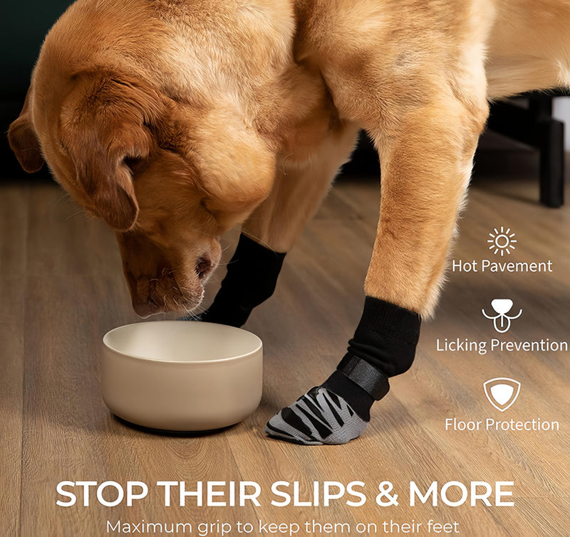 Dog Socks - Non-Slip Paw Protectors for Hardwood Floors | Anti-Slip Traction Socks | Stays On When Twisted | Stops Licking & Scratching (4-Pack) (Stripe, X-Small) Stripe - PawsPlanet Australia