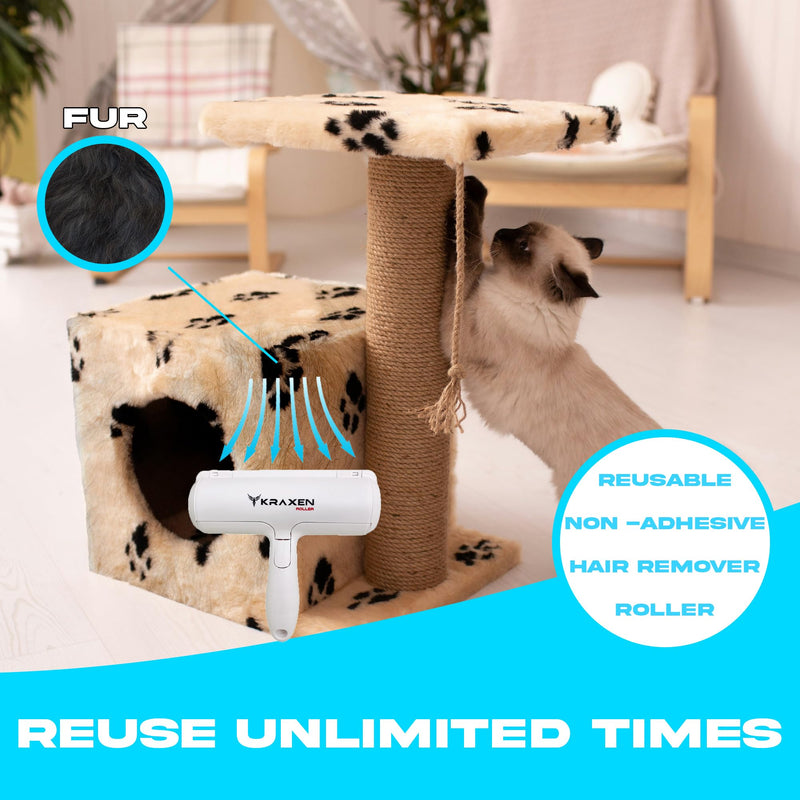 Roller Pet Hair Remover and Reusable Lint Roller - Pet Hair Removal Tool for Furniture, Carpets, Bedding, Couches - Portable, Multi-Surface Fur Removal Tool - PawsPlanet Australia