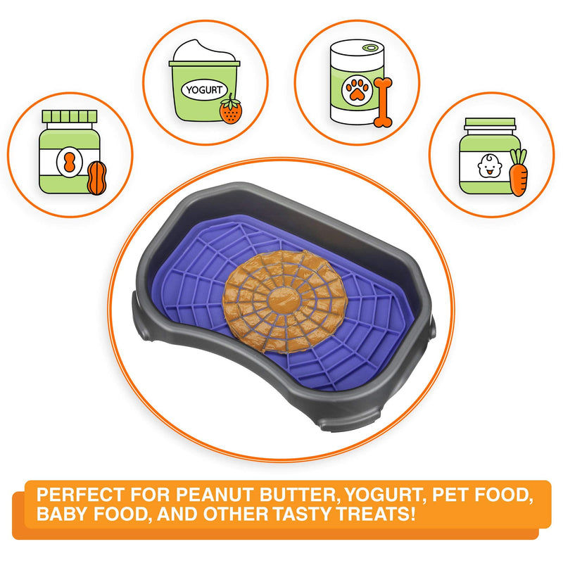 Neater Pet Brands - Pets - Neat-LIK with Mess-Proof Tray Keeps Floors Clean Purple Mat w/ Gunmetal Tray - PawsPlanet Australia