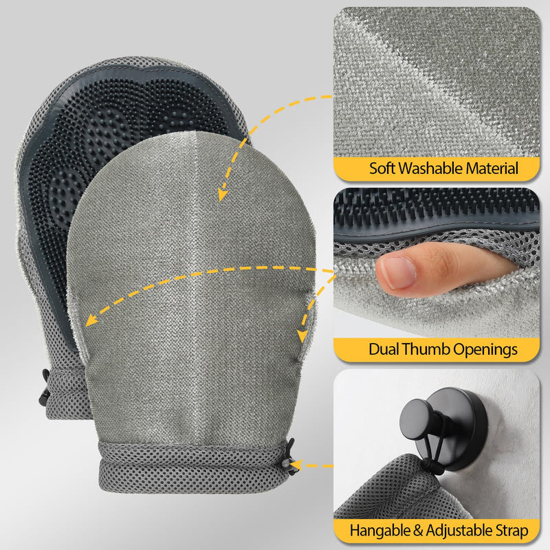 LIANZIMAU Dual Side Pet Hair Remover Glove Electrostatic Pet Hair Remover for Cat Dog Furniture Couch Car Seats Reusable with Thumb Hole Adjustable Wrist Strap (1 PCS) black - PawsPlanet Australia