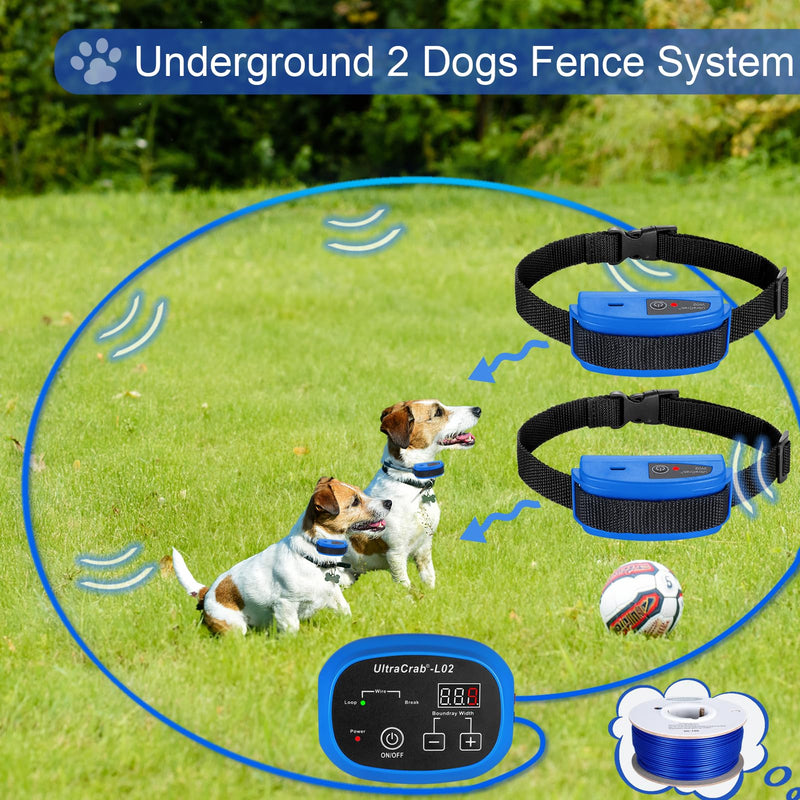 UltrCrab Receiver Collars Replacement for Wired Pet Fence, Rechargeable Waterproof Training Collars for Dogs Over 12lbs+, Adjustable Nylon Strap to Fit Neck Sizes 8-28 in for Invisible Dog Fence, Blue - PawsPlanet Australia