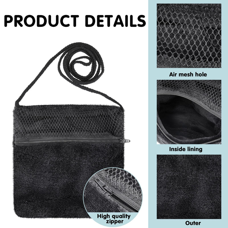 2 Pcs Sugar Glider Bonding Pouch Small Animal Outgoing Sleeping Bag Breathable Small Animal Carry Pouch with Shoulder Strap for Marmosets Squirrels Hamsters and Other Small Pets (Black) Black - PawsPlanet Australia