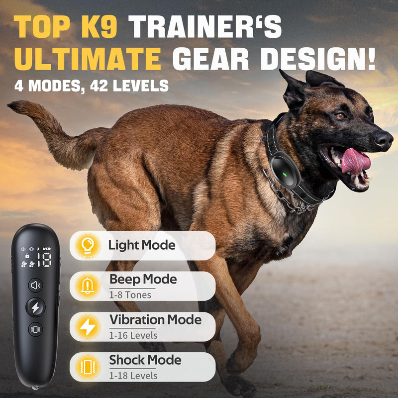 2024release Elite K9 Dog Training Collar with Remote - 3300ft Range Dog Shock Collar with 4 Training Modes, 42 Levels E collar, IPX67 Waterproof, 180 Days Battery Life, Designed by Elite K9 Trainer - PawsPlanet Australia