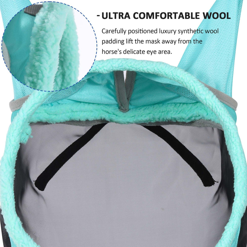 Harrison Howard Horse Fly Mask UV Protective Fine Mesh with Extra Wool Soft Touch on Skin Fly and UV Protection Summer Mint L - PawsPlanet Australia