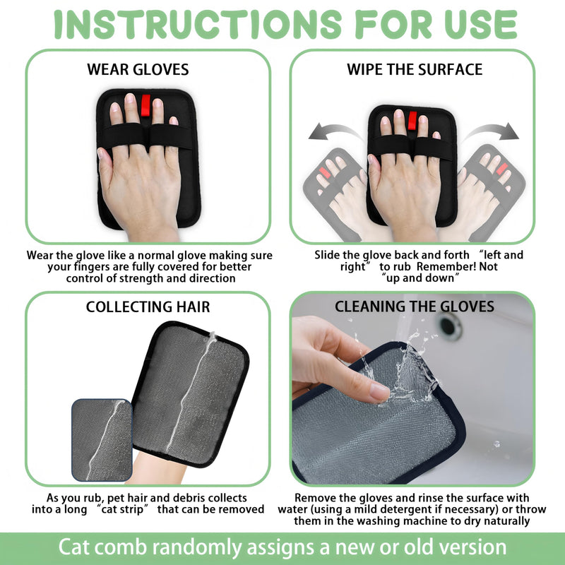 1 PCS Pet Hair Removal Glove w/ 2PCS Pet Combs,Electrostatic Gloves for Cats&Dogs Flea Comb,Dog Comb,Cat Comb,Brush for Shedding,Reusable Animal Fur Removal Tool for Couch,Furniture,Carpet,Curtain Style C - PawsPlanet Australia