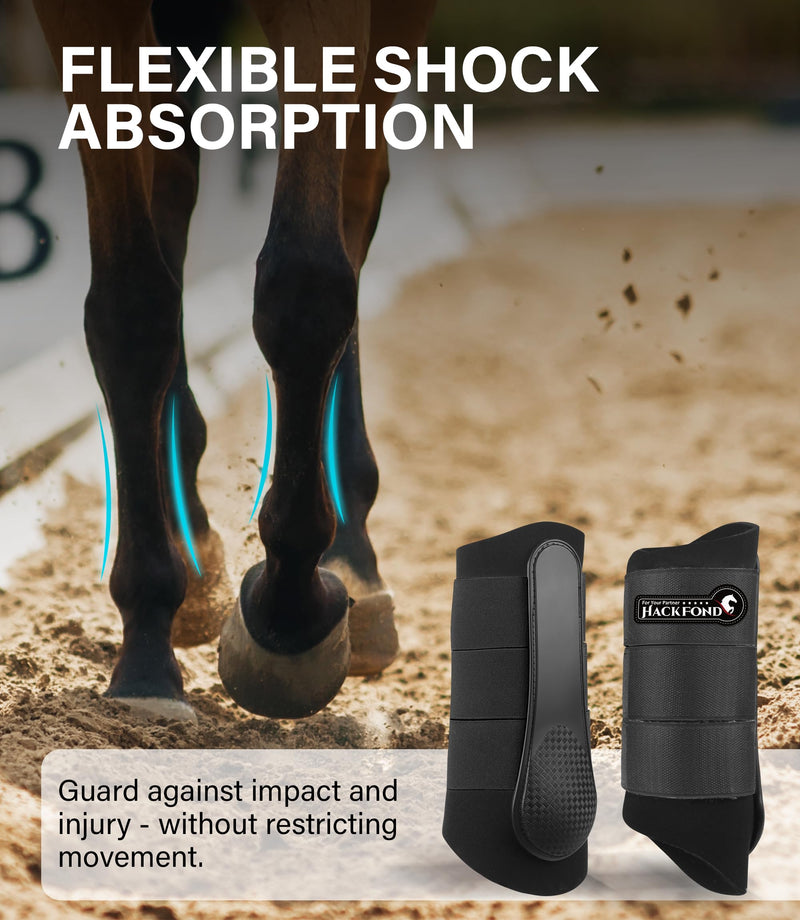 Neoprene Brushing Boots for Horses, Equestrian Splint Boots Shock-Absorbing Leg Protection for Horses Large Black