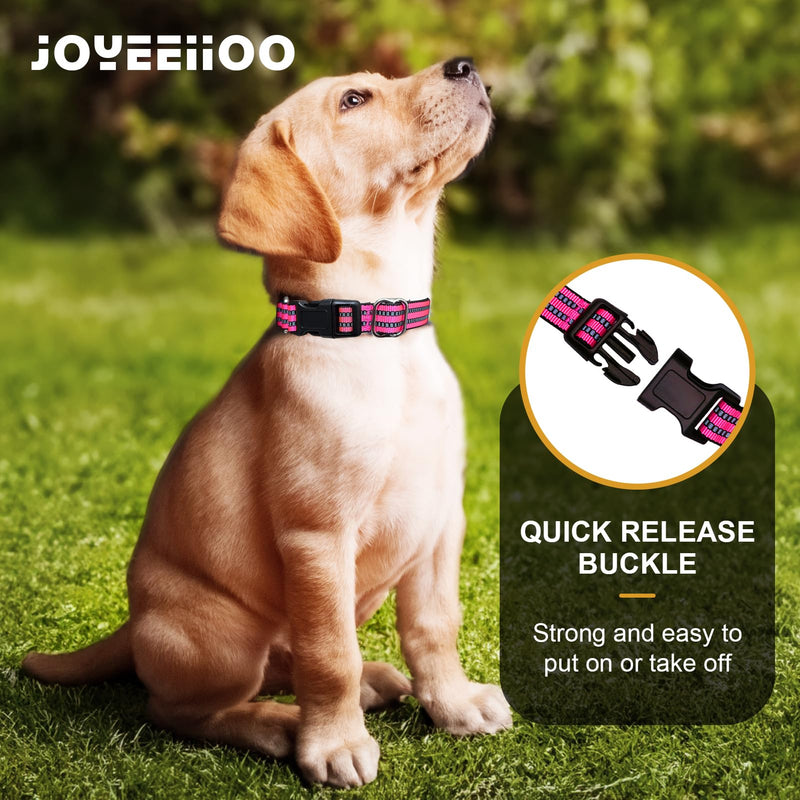 Martingale Dog Collar, Adjustable Nylon Reflective Collar with Quick Release Buckle (Hot Pink, Medium) Hot Pink - PawsPlanet Australia