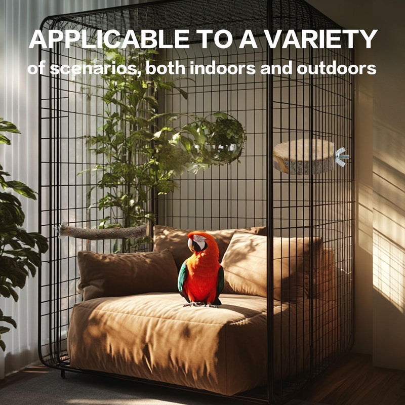 Natural Wood Bird Perches for Cage, Parrot Perch Stand & Platform, Bird Cage Accessories for Parakeets, Cockatiels, Conures, Lovebirds (Brown, Core Perch & Platform - 8PCS) brown - PawsPlanet Australia