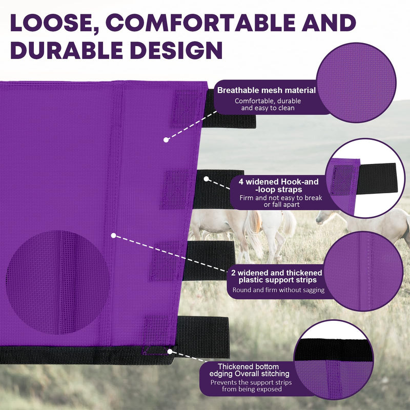 Premium 4-Pack Horse Fly Boots & Leggings Loose-Fit Fine Mesh with Stay-On Fasteners, Support Strips & Anti-Stomp Design Breathable Non-Slip Protection Leg Wrap (Large) Lavender Purple L - PawsPlanet Australia