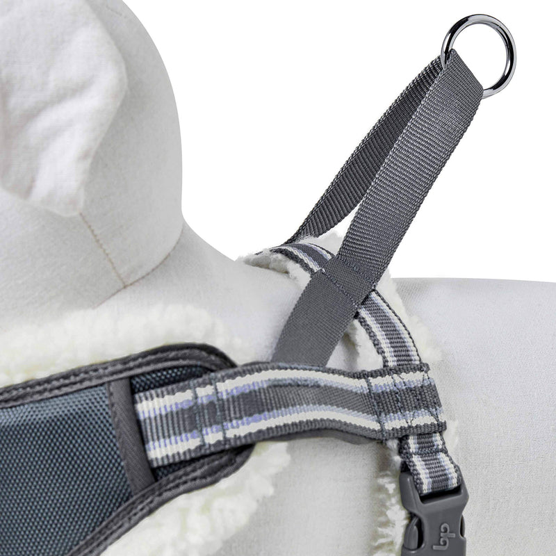 Blueberry Pet Soft & Comfy Multi-Colored Stripe Fleece Padded Chest Dog Harness, Chest Girth 16.5" - 21", Grey, Small, Adjustable No Pull Training Harness for Dogs - PawsPlanet Australia