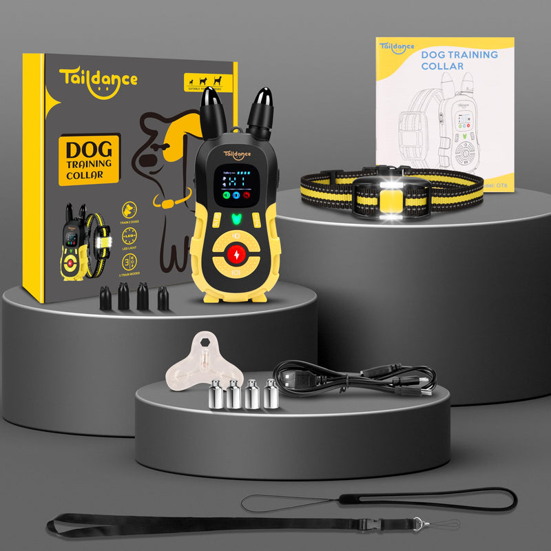 2025 New,Shock Collar for Dogs with 3300FT Remote (15-150lbs), Light for Night Walks, IP67 Waterproof, 124 Training Levels, Rechargeable Dog Training Collar, Dog Shock E-Collar for Large Medium Dogs Yellow - PawsPlanet Australia