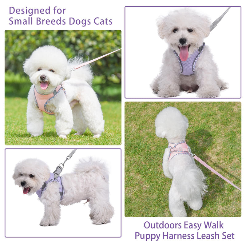 Cute Plaid No Pull Dog Harness for Small Dogs Soft Mesh Small Dog Harness and Leash Set Easy Walk Step in Puppy Harness Vest Pet Cat Chihuahua Yorkie Shih Tzu Dog Harnesses (Purple,XS) XS (Recommend 6-8 lbs) Purple - PawsPlanet Australia