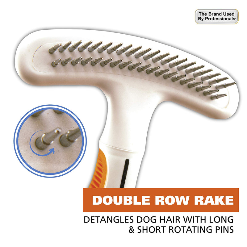 WAHL 2-in-1 Combination Double Row Pet Rake with Hair Shedding Blade for Dog or Cat Fur by The Brand Used by Professionals – Model 858424, Orange and White - PawsPlanet Australia