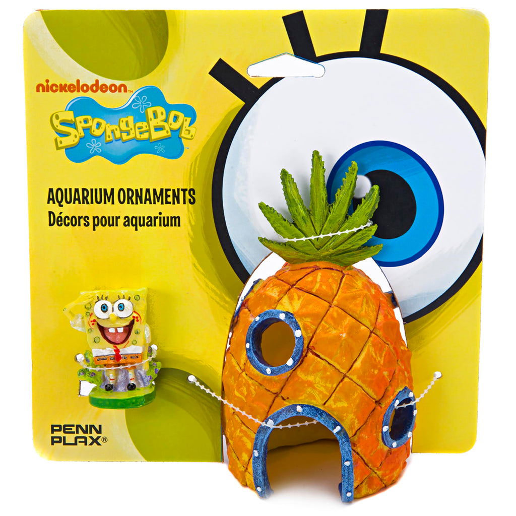 Penn-Plax SpongeBob and Pineapple House Aquarium Ornament | 2 piece Set | Great for fresh or alt water tanks .5 LBS