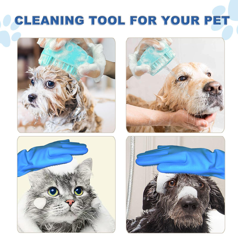 2PCS Dog Washing Gloves and Dog Shampoo Brush, Dog Bath Supplies Dog and Cat Bath Set Blue Blue - PawsPlanet Australia