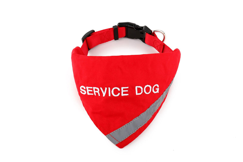 Doggie Stylz Service Dog Bandana with Reflective Strip for pet Safety at Night. Has Built in Matching Collar to Keep Bandana Secure | Metal Ring to Attach Leash | Red Small (Neck 10-16") NECK 10-16" - PawsPlanet Australia