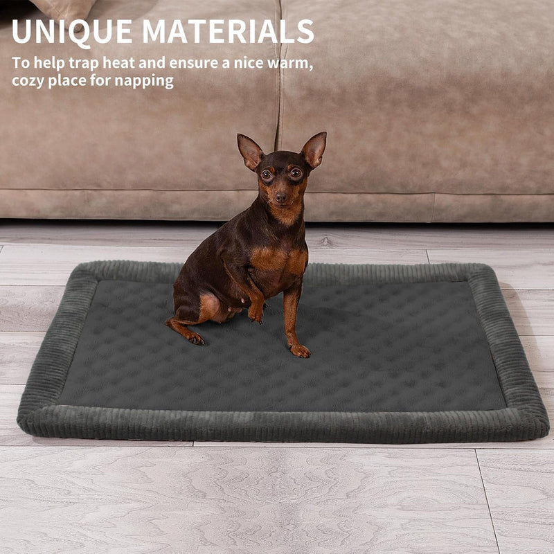 MINIDEAR Dog Crate Pad, Crate Bed Non-Skid Kennel Pad, Rubber Backing Memory Foam for Dog Bed Mat, Machine Washable Dog Bed for Crate, 19"x30" Rectangle Shape:19"x30"x1.1" Gray - PawsPlanet Australia