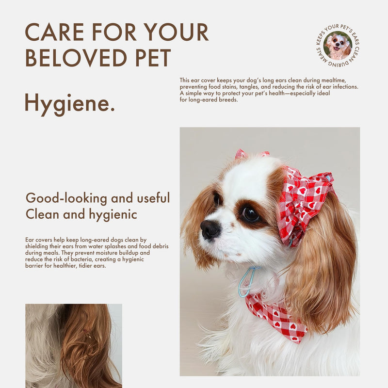 Soft Cotton Dog Headband for Cocker Spaniel, Cavalier, Springer - Adjustable Bow Pet Hair Accessory (Dog Bow Red Heart) - PawsPlanet Australia