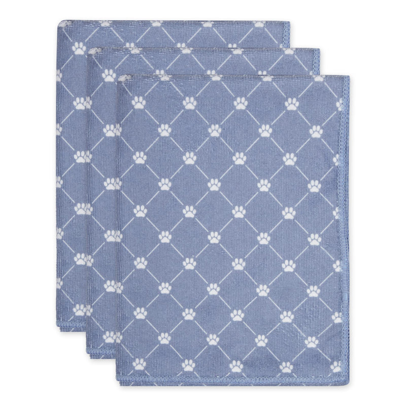 Bone Dry Pet Grooming Towel Collection Absorbent Microfiber Drying Set, 15x30", Trellis Stonewash Blue, 3 Count 15x30" - PawsPlanet Australia