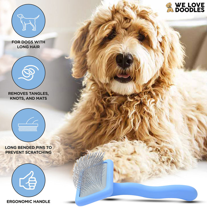 We Love Doodles Small Slicker Brush & Lavender Detangler Spray Pack - Dog Leave-in Conditioner for Reducing Mats, Knots & Tangles, Dematting & Conditioning Grooming Kit, 16 oz