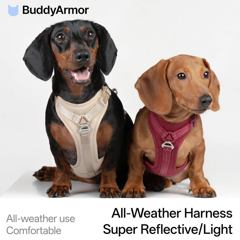 All-Weather No Pull Dog Harness Reflective Vest Harness QR Code Anti-Lost Adjustable Quick-Release Buckle Soft Padded Breathable Harness for Small Medium Dogs (Light-Burgundy, S) Light-Burgundy - PawsPlanet Australia