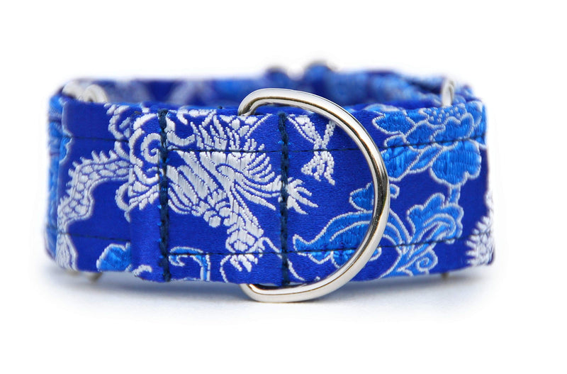 Satin Lined Martingale Collar 1.2" Wide for IG Italian Greyhound Whippet Puppy Collar Other Breeds with Similar Neck (8.5"-11.5") Blue M 8.5"-11.5" - PawsPlanet Australia