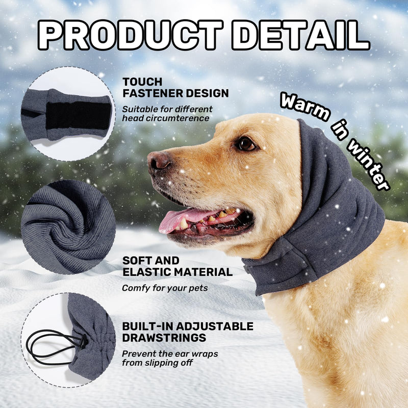 Dog Calming Hoodie, No Flap/Shake Ear Wraps for Dogs, Adjustable Dog Ear Muffs for Noise Protection, Ear Wrap Head Cover for Dog Head Warp Anxiety Relief, Hematoma, Grooming and Force Drying Medium Pearl Gray - PawsPlanet Australia
