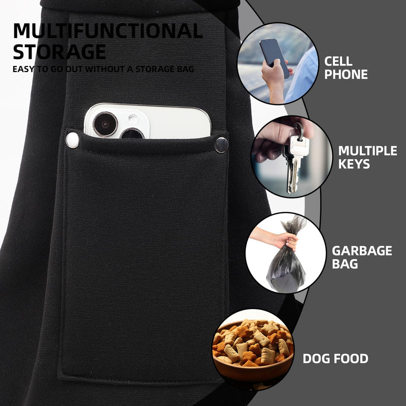 Reversible Puppy Carrier Purse - Hand-Free Dog Sling for Small Dogs and Cats, Travel Safety Harness (Black) Black 53 cm L x 30 cm W x 13 cm H - PawsPlanet Australia