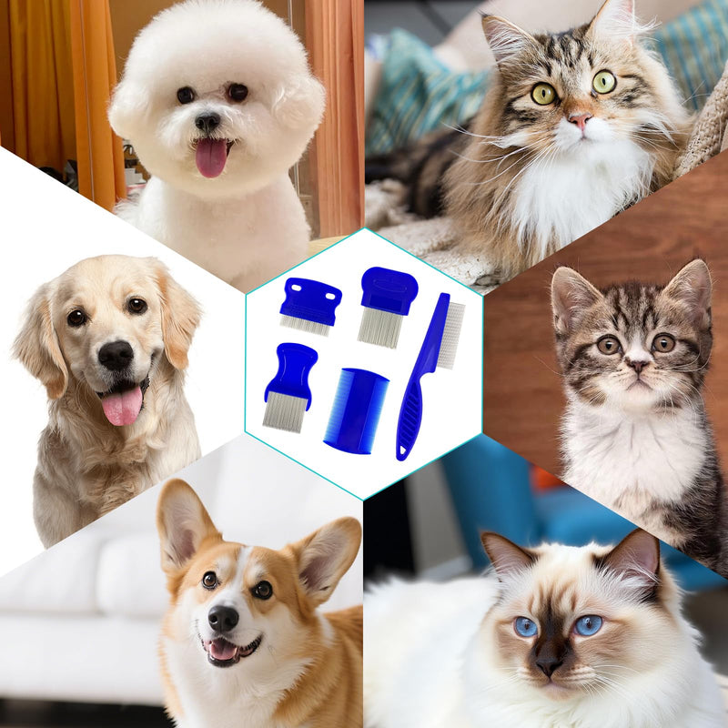 5 Pack Pets Grooming Comb Set, Pet Combs With Fine Tooth, Detangling Brushes, Float Hair Removers for Dog and Cat Clean up and Groom - PawsPlanet Australia