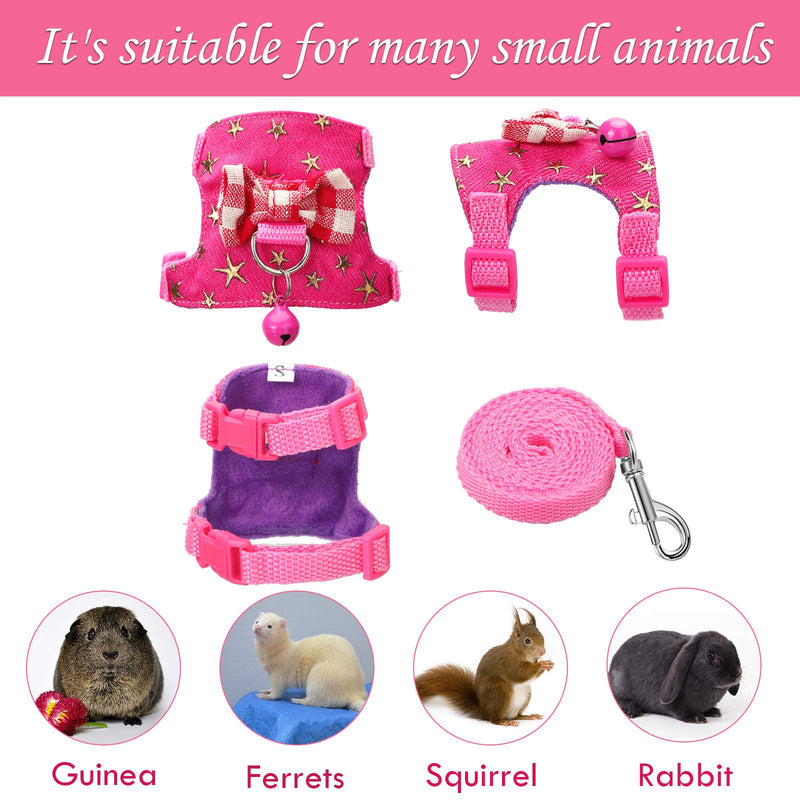 SATINIOR 2 Pieces Small Hamster Harness and Leash Set, Guinea Pig Clothes with Bowknot Bell and Bell Decor, No Pulling Comfort Padded Vest Striped for Guinea Pig Hamster Ferret Rats Blue Stripe S - PawsPlanet Australia