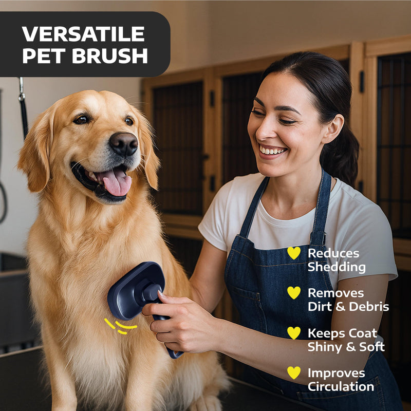 Hertzko Self Cleaning Slicker Brush for Cats & Dogs – Grooming Tool for Shedding Long & Short Hair – Retractable Bristles – Easy-Clean Cat & Dog Deshedding Brush, Painless Detangling - Black - PawsPlanet Australia