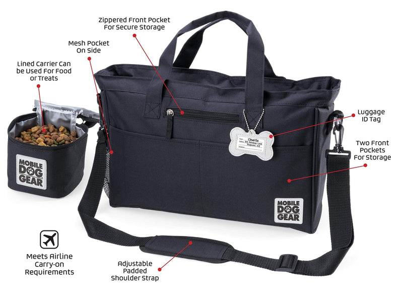 Mobile Dog Gear, Day Away Tote Bag, Black, One Size, Meets Airline Requirements - PawsPlanet Australia