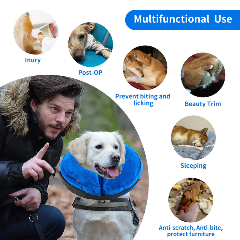 Dog Cone Collar, Inflatable Dog Cone Soft Protective Pet Recovery Collar After Surgery for Dogs and CatsBlue L (15-19") L (Neck: 15-19") Blue - PawsPlanet Australia
