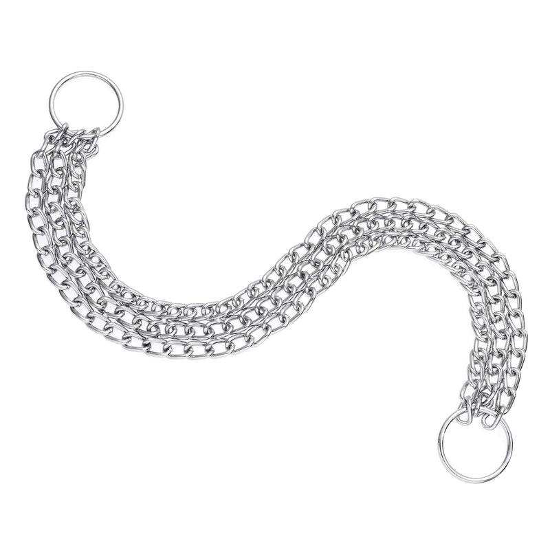 Mile High Life | Dog Training Double Triple Chain Collar | Stainless Steel Slip P Ring | Choke Collar | Chrome Copper Slip Lead | Variety Size and Weight Choices L:18in Stainless-Triple Chain - PawsPlanet Australia