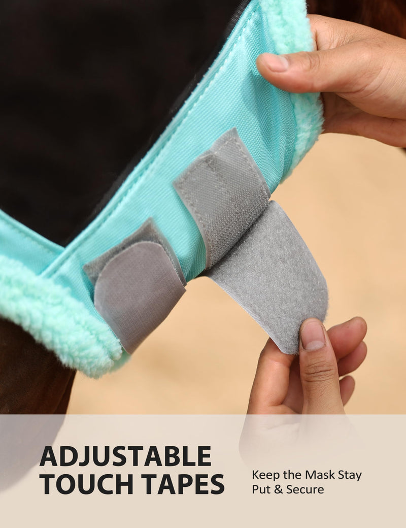 Harrison Howard Horse Fly Mask UV Protective Fine Mesh with Extra Wool Soft Touch on Skin Fly and UV Protection Summer Mint M Medium - PawsPlanet Australia