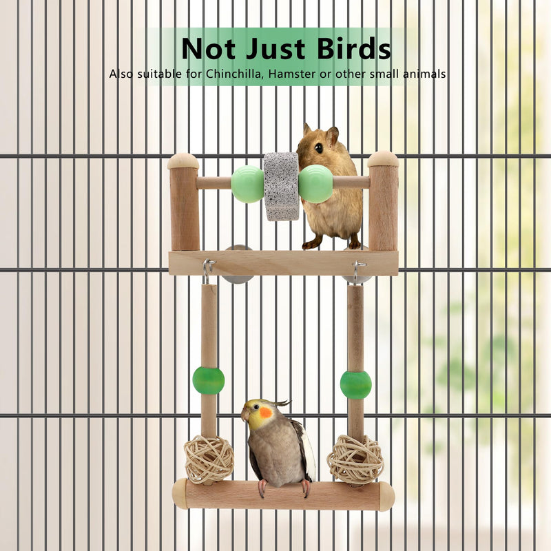 Bird Swing Toy Bird Perches Platform with Beak Grinding Stone Chewing Standing Wooden Hanging Parrot Swings Toys Cage Accessories (Grinding Stone Swing Perch Stand) Grinding Stone Swing - PawsPlanet Australia